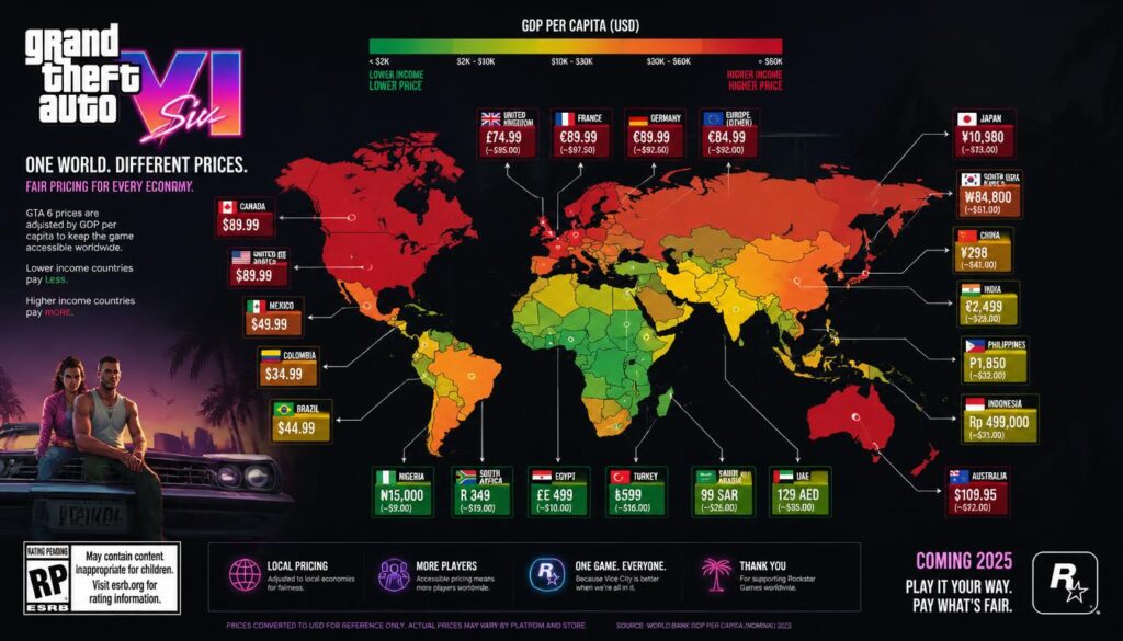 why GTA 6 costs different prices by country